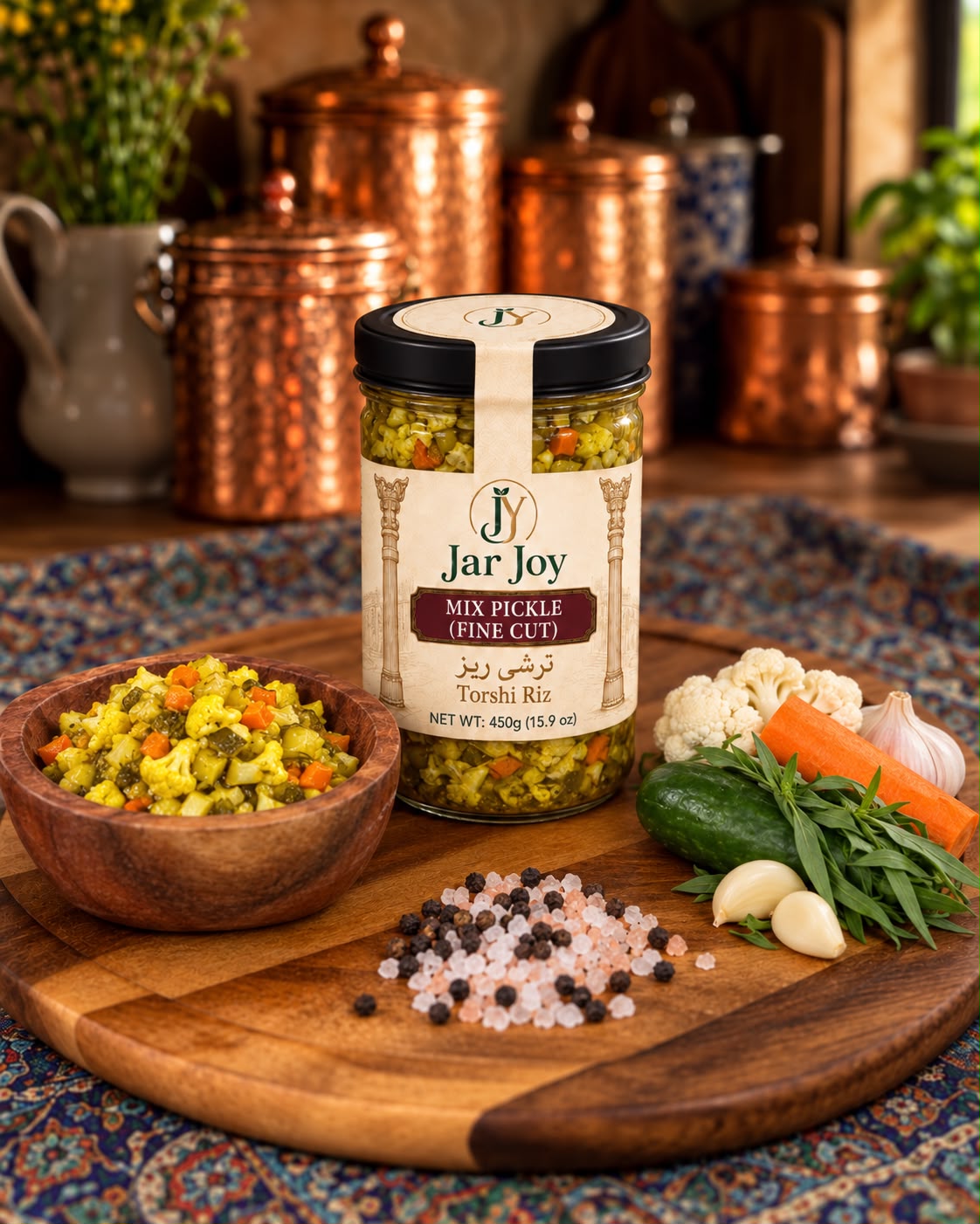 Fine-chopped torshi liteh jar
